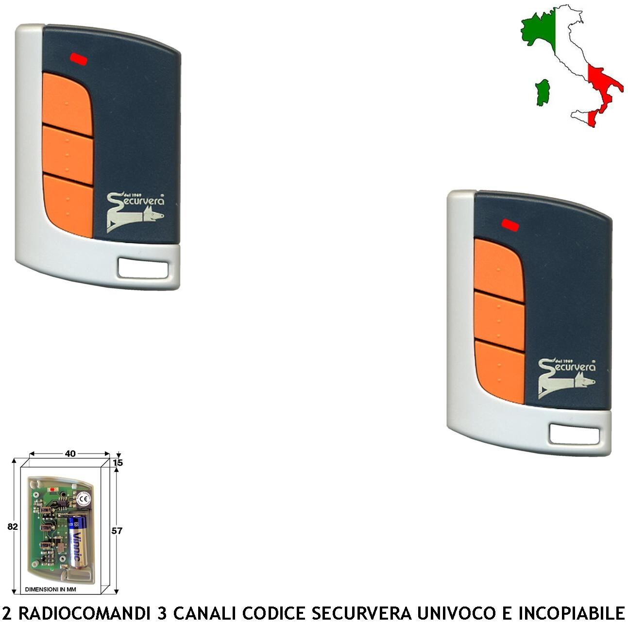 Securvera 2 Radiocomandi Rollingcode 3 Canali 433.92 MHz Offerta