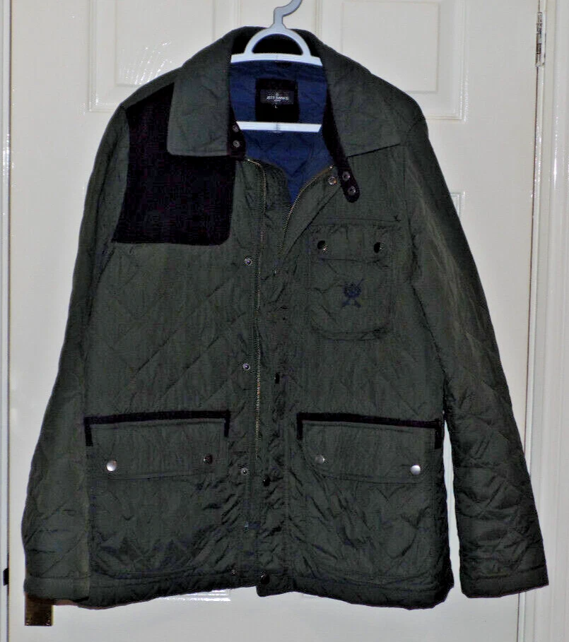 JEFF BANKS QUILTED L ROYAL GREEN SPORTS JACKET OUTDOOR GAME WINDPROOF UNDERCOAT