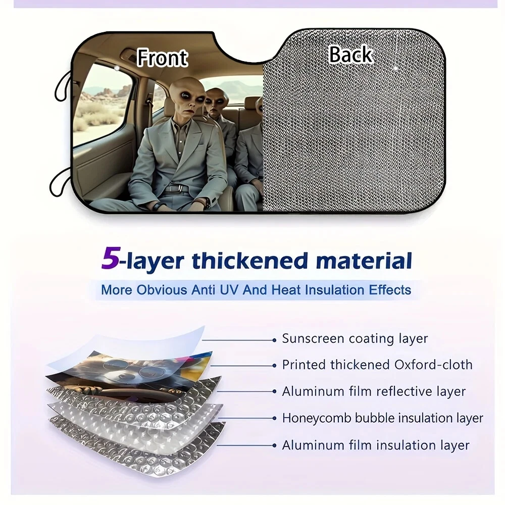 Alien Car Sunshade - Foldable UV Ray Blocker for Animals