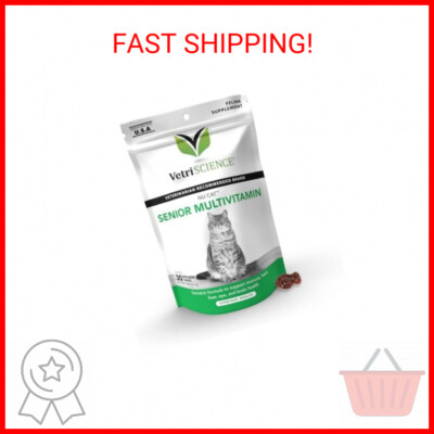 VetriScience Nu Cat Senior Multivitamin with Lysine for Cats - 30 Chews - Cat Su