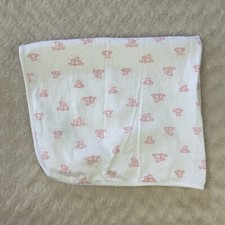 Little Me Pink White Teddy Bears Baby Blanket Clouds Flowers Bow Lovey
