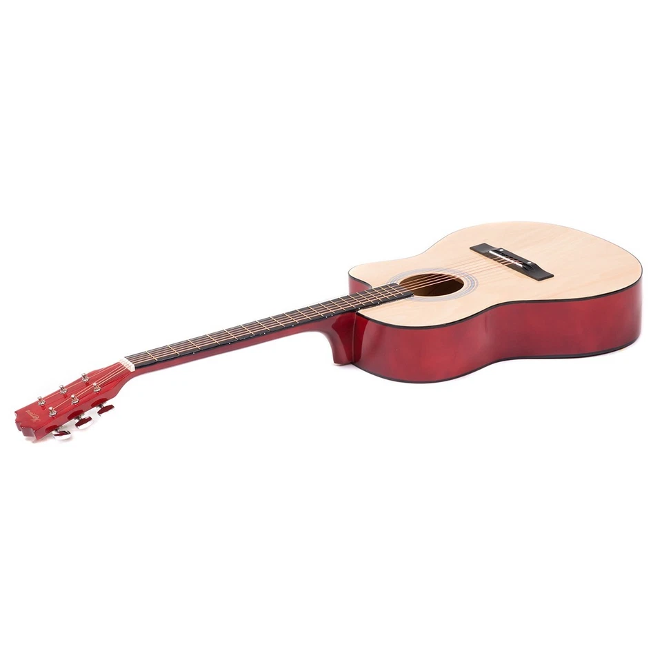 Karrera 40 Inch Acoustic Cutaway Guitar 6 Strings Natural Wood Bag Picks Strap - image 3 of 4