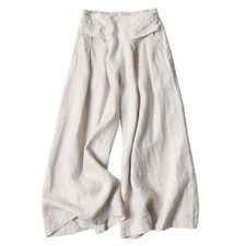 Women Summer Trousers Loose High Waist Bottom Casual Wide Leg Cotton Linen Pants