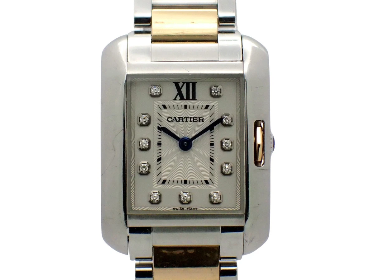 CARTIER Tank Anglaise SM 3485 11 Points Diamonds Ladies Quartz Watch WT100024