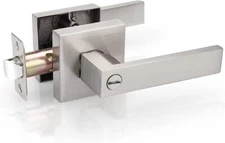 Probrico Satin Nickel 1-Pack Square Door Lever Privacy Door Lock Keyless Locket