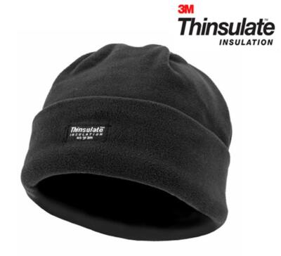 3M Thinsulate Black Polar Fleece Beanie Thermal Lined Warm