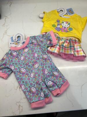 BUILD A BEAR WORKSHOP SANRIO FRÜHLING HELLO KITTY TUTU OUTFIT & SCHLAFANZUG NEU MIT ETIKETT