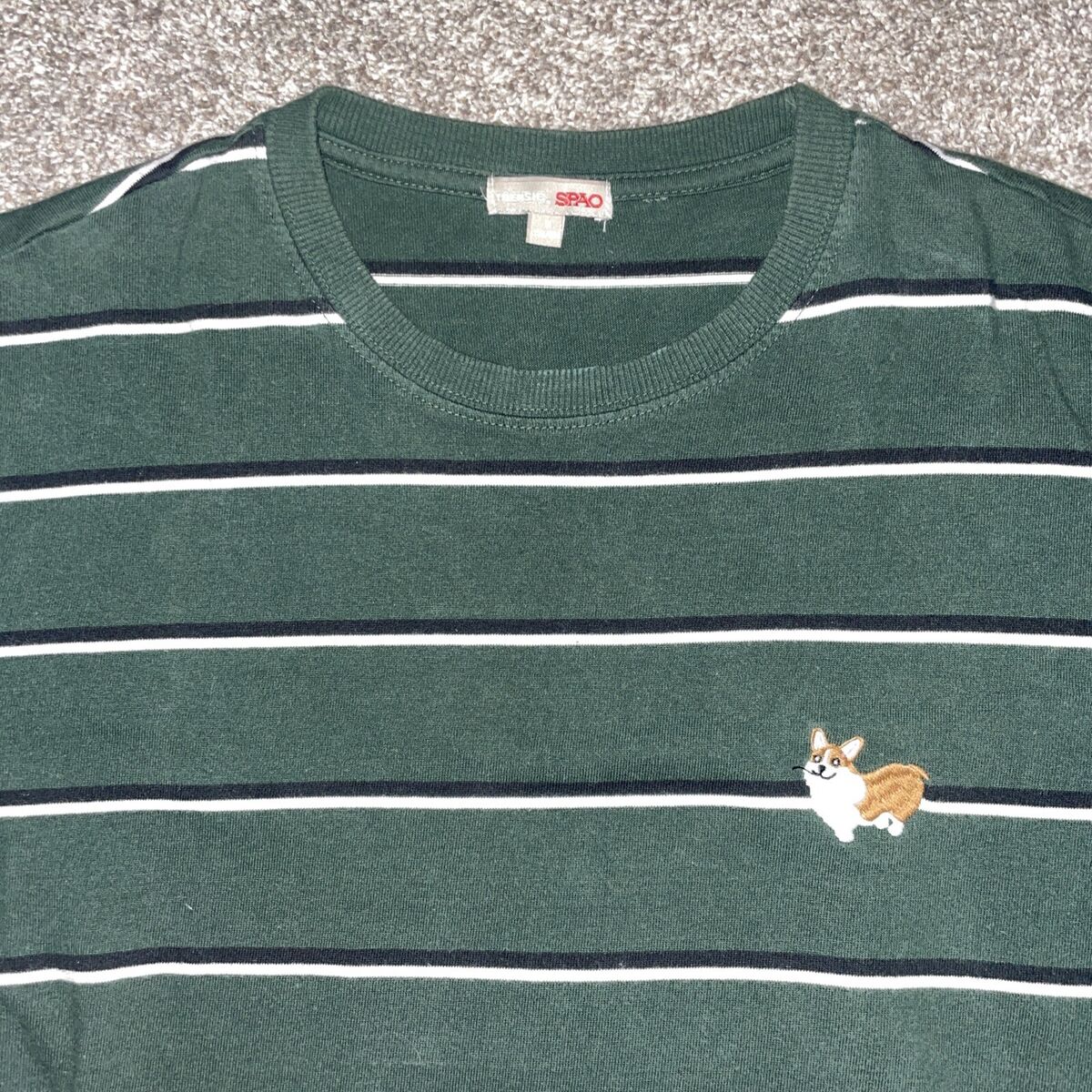 Trensic SPAO Green Striped T-Shirt Mens M | eBay