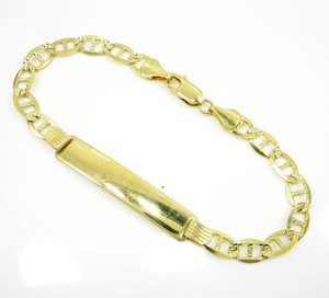 9-8Grams-6-3mm-8-50-034-Mens-10k-Yellow-Gold-Mariner-Anchor-Solid-ID-Plate-Bracelet