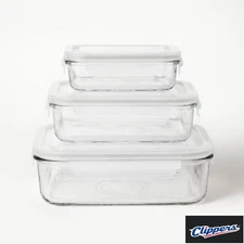  3-Pc Glass Food Storage Set - Figmint™: Freezer, Dishwasher &Microwave