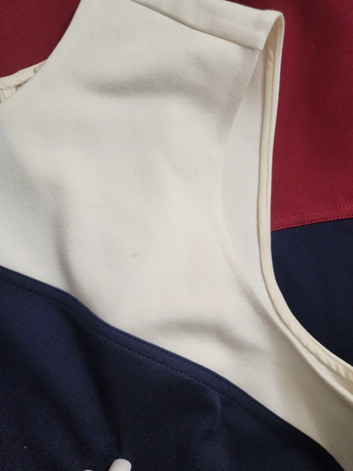 Tory Burch donna taglia XL bianco blu bordeaux senza maniche color block fit svasato