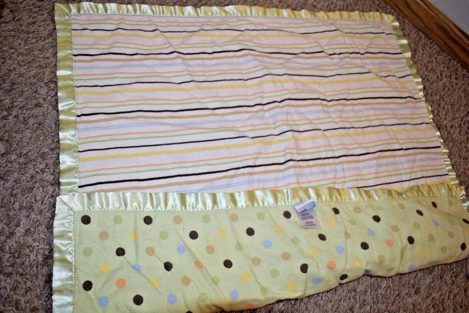 Manta cuna bebé 7T 30x30 recién nacida rayas lunares franela satinado Foto 3 de 4