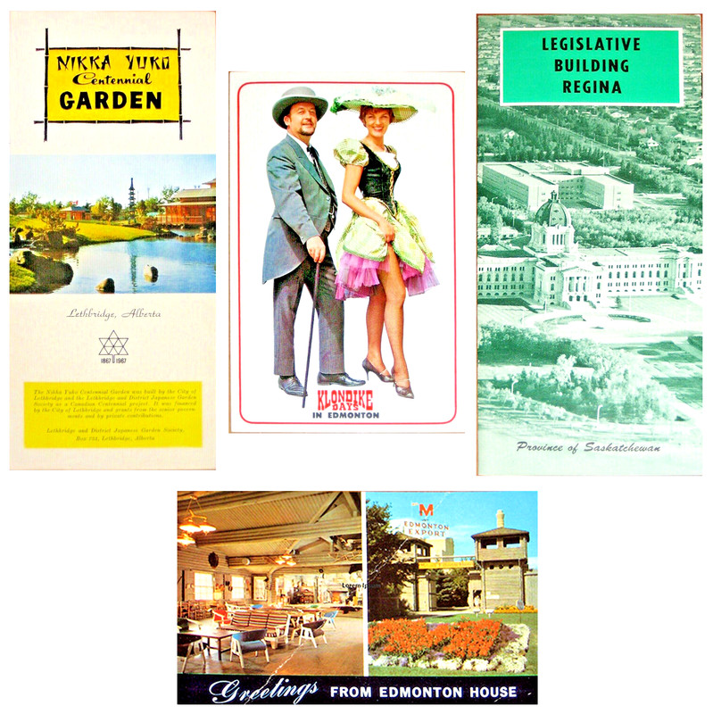 • CANADA VINTAGE 1977 LOT of 4 Brochures & Postcards • Edmonton Regina ++ • 