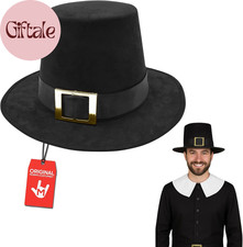 Pilgrim Hat Black Puritan Thanksgiving Costume Accessory for Adults
