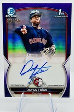Topps 2023 Bowman Chrome Dayan Frias Guardians Purple Refractor Auto #CPA-DF /2…