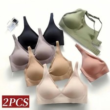 Sport Bras Seamless Wire-Free Light Support Tank Sports Yoga Sleep Bra 2 Pack US