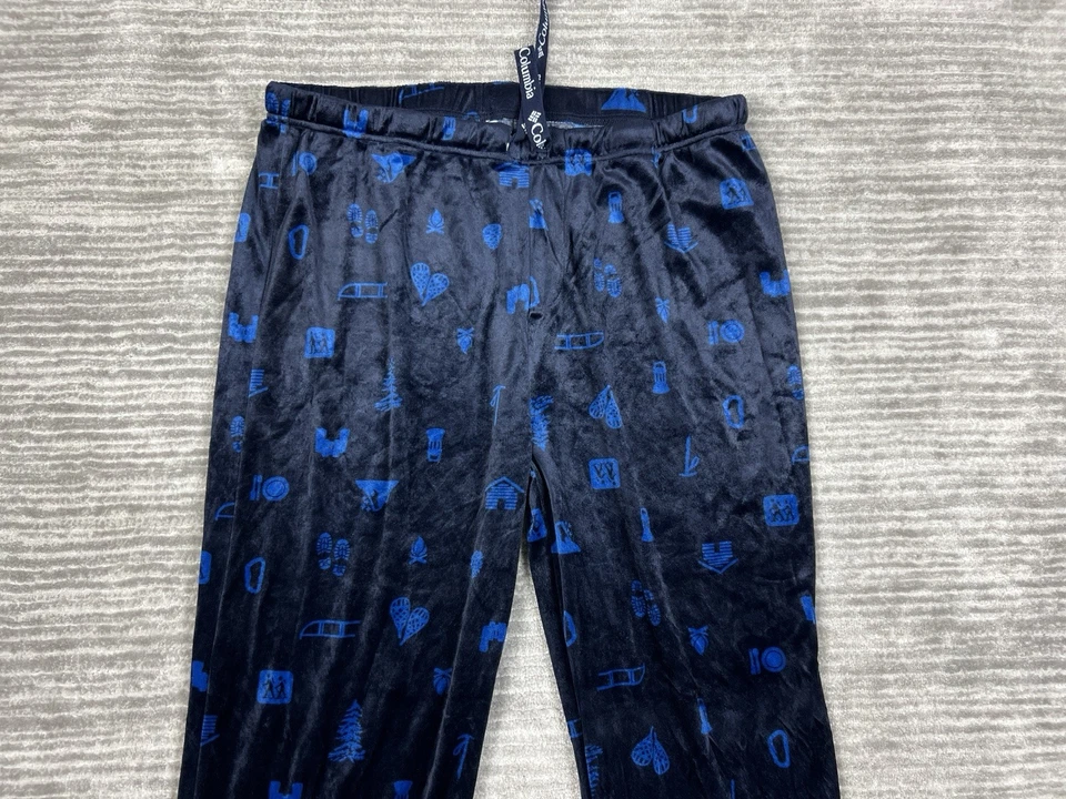 Pantalones de pijama Columbia para hombre XL azul estampado suave polar tirar en salón cómodos Foto 2 de 4