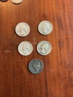 Lot of 5- 1934, 35, 43, 52, 57- 90% Silver Washington Quarters -  circulated