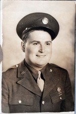WW2 Photo of US Army Soldier Studio Portrait Smiling in Service Cap