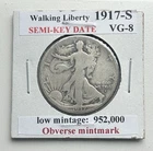 1917-S Walking Liberty Half Dollar Low Mintage, Semi-Key date, Obverse Mint Mark