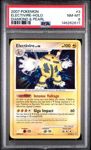 2007 POKEMON DIAMOND & PEARL #3 ELECTIVIRE-HOLO PSA 8