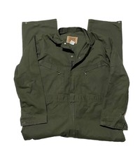Vintage Field & Forest Coveralls Mens 44R Green Canvas Overall Made USA Mechanic