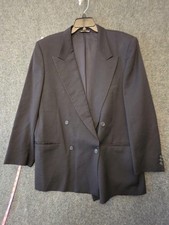 Valentino Suit Jacket Mens 48 Blue Wool Double Breasted Italy Classic Formal