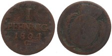 Old German States - Saxony 1 Pfennig 1804 - Copper, 2.8g, Ø 20mm Km#1000