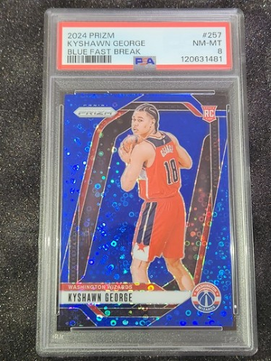 #ad 2024 25 Prizm Kyshawn George ROOKIE Fast Break Blue #112 150 Wizards PSA 8 AU $84.99