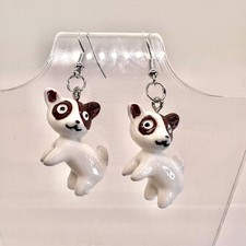Puppy Dog Earrings - Cute Mascot Animal Dangles - Playful Fun Jewelry