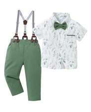 Toddler Baby Boy Clothes Suit Gentleman Wedding Outfits, Formal 3-4T Green