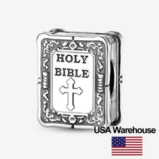 S925 Sterling Silver Bible books Charm Beads Fit for Bracelets DIY Jewelry Women