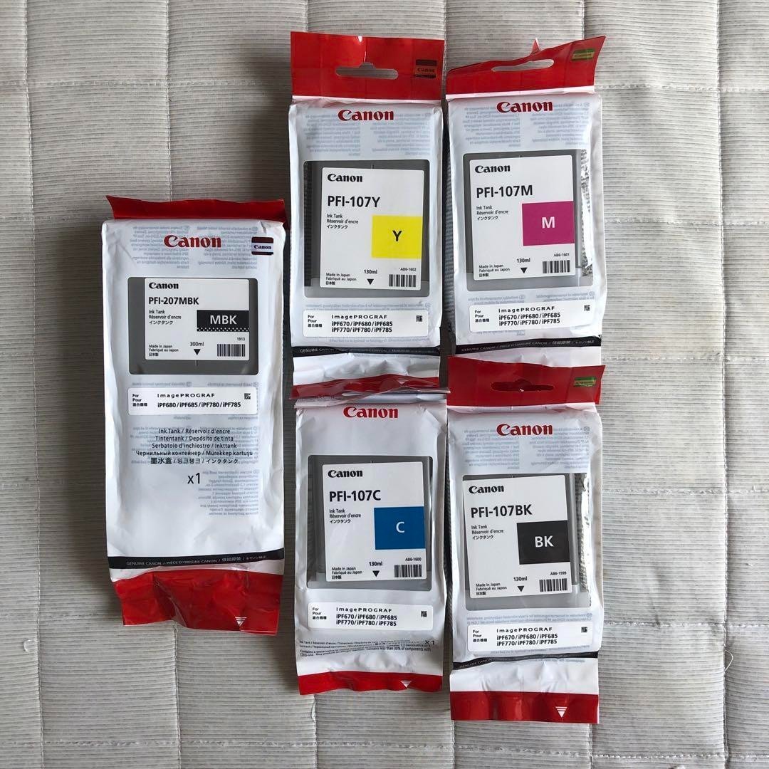 Genuine Canon PFI-207 MBK and PFI-107 ink 5 color set bk c m y | eBay