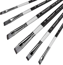 Angular Paint Brushes Set, 6 Pcs Angled Paintbrushes for Acrylic Oil Watercolor