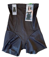 Naomi & Nicole Hi Waist Boyshort Firm Control Shapewear Women's Size Large Black