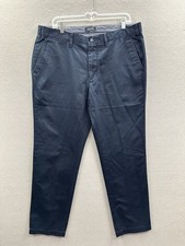NEW Nautica Deck Pants Khakis Men's 36x32 Classic Fit Navy Blue Flat Front Logo