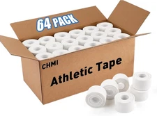 Athletic Tape,White Sports Tape (64 Pack), 640 Yards Rolls Very Strong Easy Tea