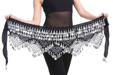 Women Belly Dance Hip Scarf With Coins Velvet Belly Dance Belt 320 Coins