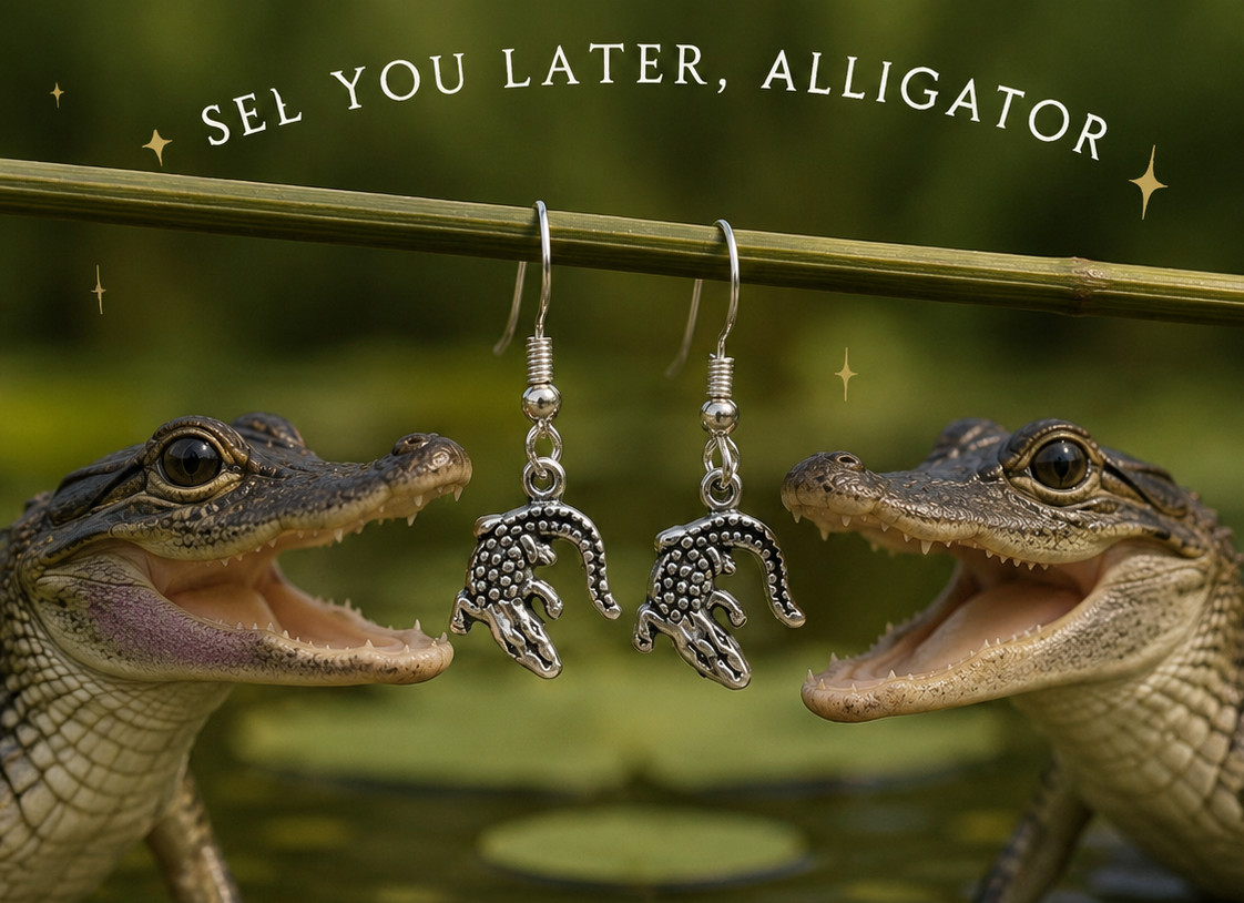Silver Alligator Earrings | Florida Wildlife Jewelry | Gator Lover Gift