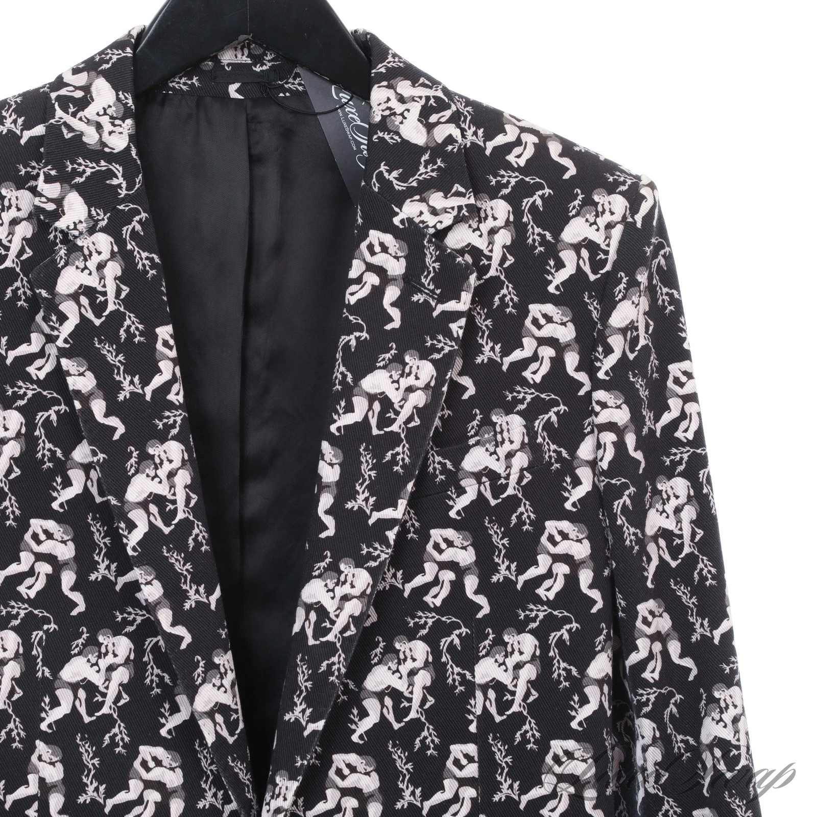 Alexander McQueen — Alexander McQueen SS2016 Made in Italy B/W Allover Sumo Wrestler Print Jacket