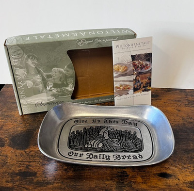 Wilton Armetale Pewter Bread Tray Platter Give Us This Day Our Daily Bread