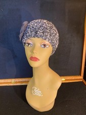 Tickled Pink Knit Ear Warmer Headband with Flower Gray Boucl Winter OS NWT