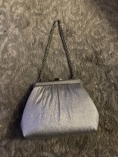 Vintage Harry Levine HL USA Silver Evening Clutch Bag Clasp and chain