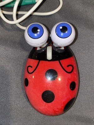 Vintage Ladybug Computer Mouse, Moving Eyes That Click, Rare Cute Item WORKS