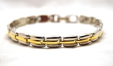 SPECIAL BUY UNISEX 8.5  9.5 IN MAGNETIC THERAPY GOLD  SILVER LINK BRACELET
