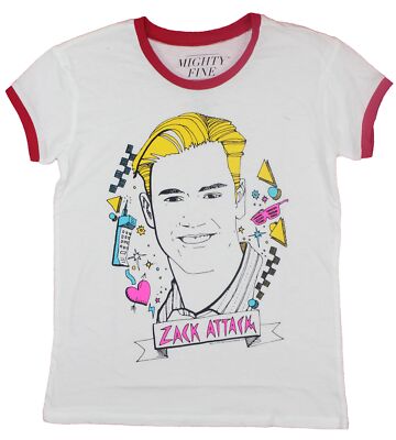 Saved By The Bell  Girls Juniors  T-Shirt - Zack Attack Drawing Portrait Pic