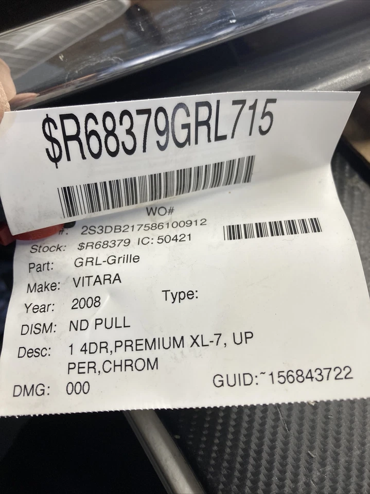 07-09 Suzuki XL7 Vitara OEM superior exterior parrilla delantera cromada K19 Foto 3 de 3