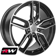 19 20 Inch Rw 5634 Wheels For Chevy Corvette Stingray Machined Black Rims Set