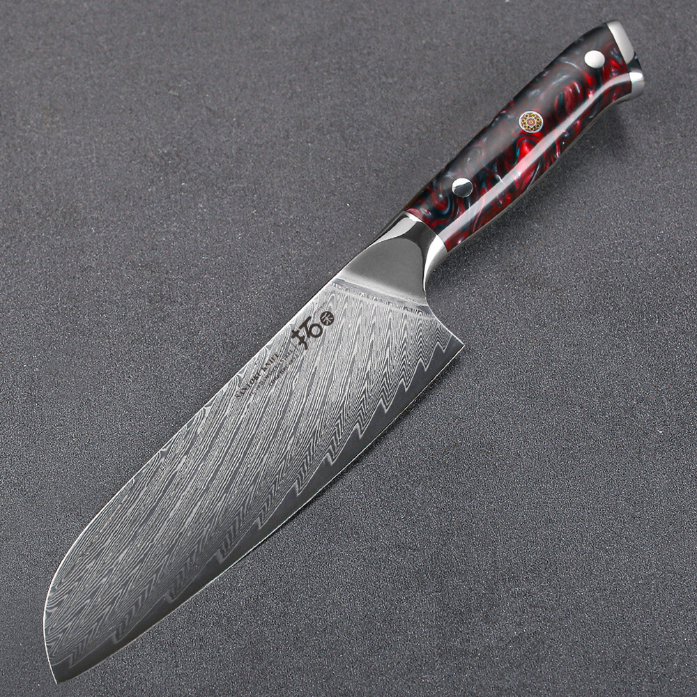 17,8cm Santoku Messer Japan VG10 Damaskus Stahl Koch Küchenmesser mit Harz Griff