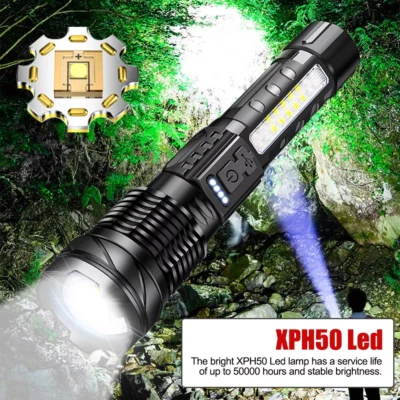 MARKENLOS 12000000 Lumen Taschenlampe LED USB 3000 Meter Taktisches Fackel Arbeitslich